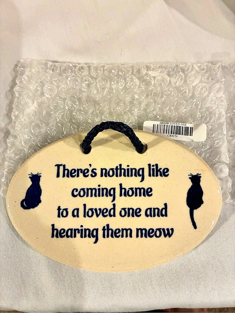 Mountain Meadows Pottery Meow Loved One Cat Wall Plaque NWT